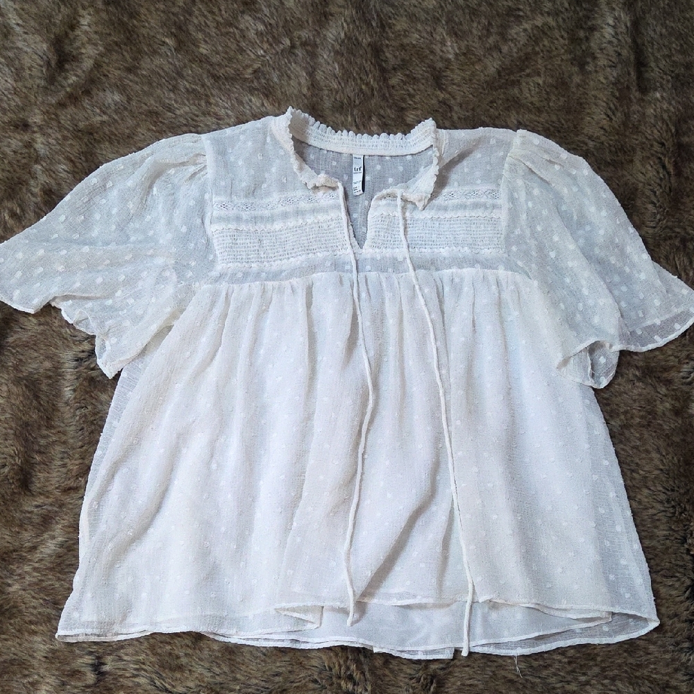 Zara Cream Textured Blouse